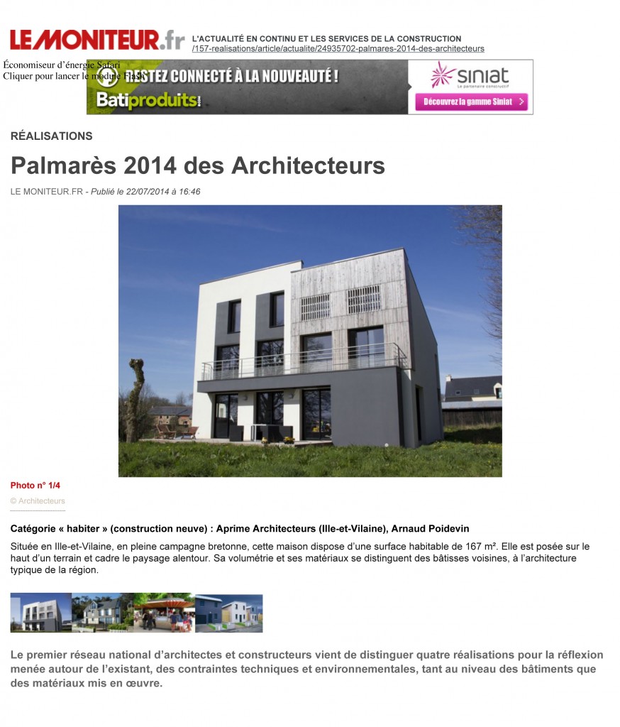 Palmarès 2014 des Architecteurs - Réalisations